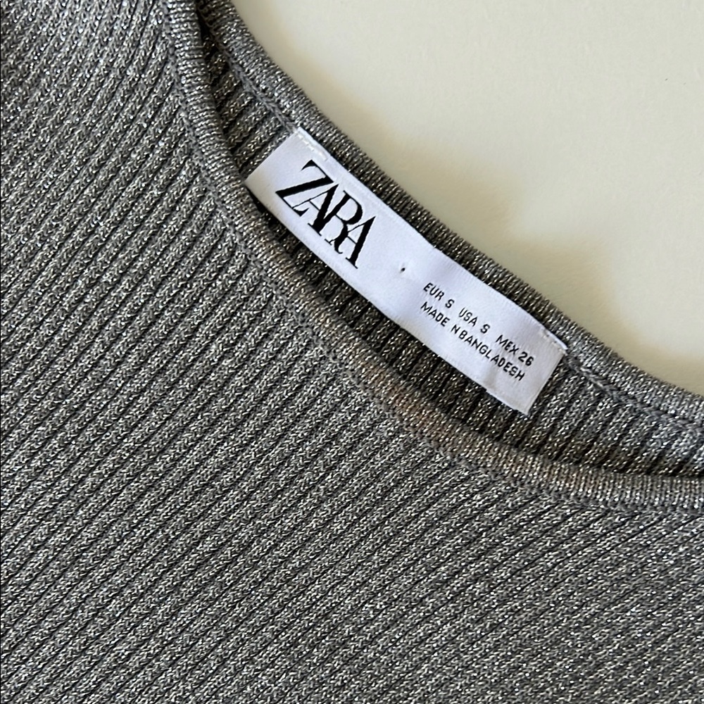 ZARA Ribbed Sleeveless Tank Top Gray Minimalist Basic Size Small - Picture 5 of 6
